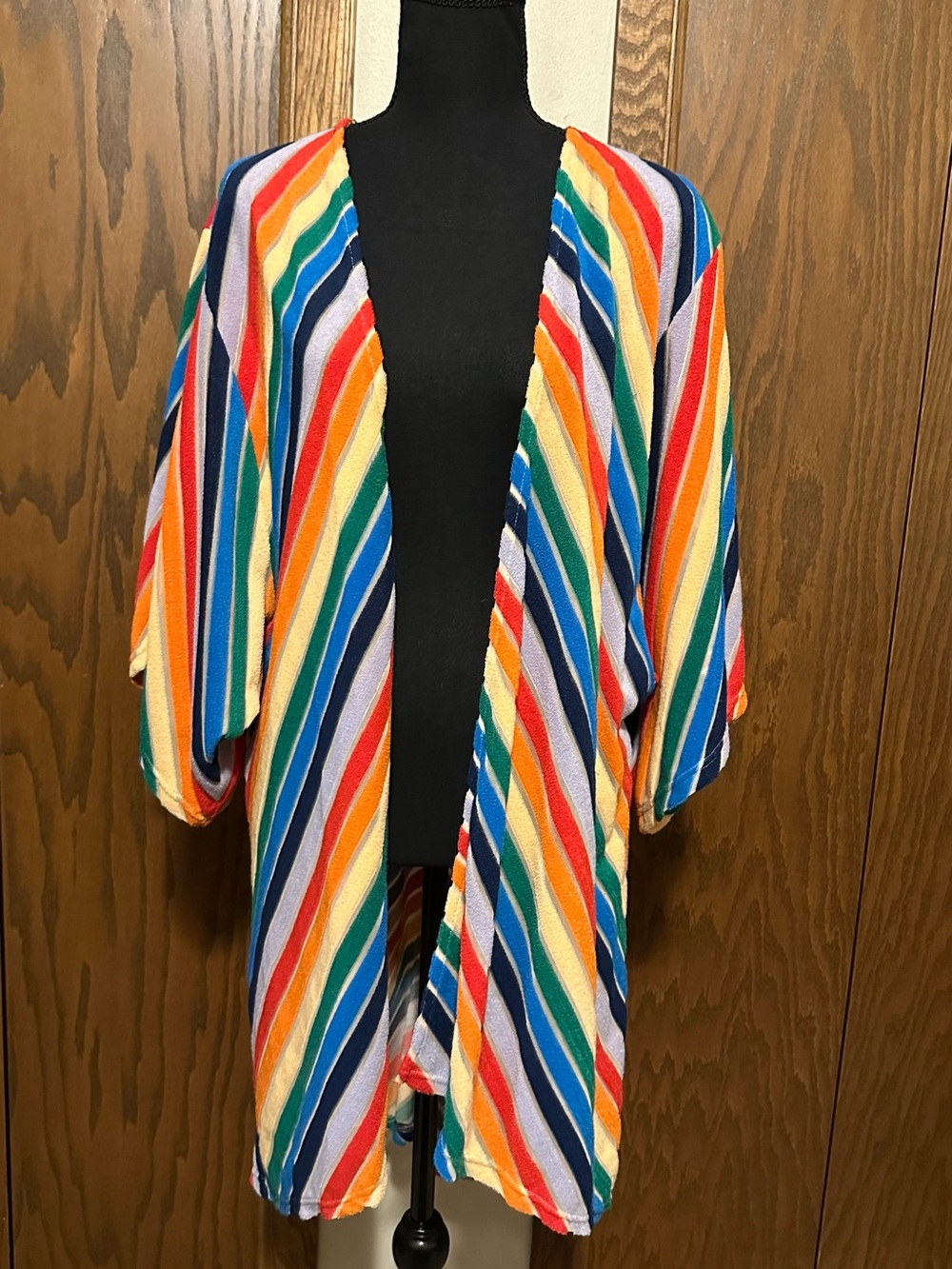 NWOT Judith March Multi-Color Stripe Open Front Kimono Top